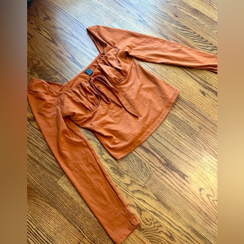 Burnt Orange Long Sleeve Cropped Top